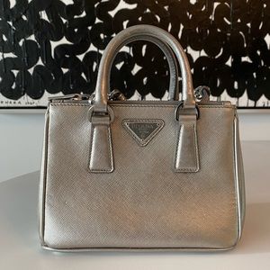 Prada Silver Galleria Mini Bag